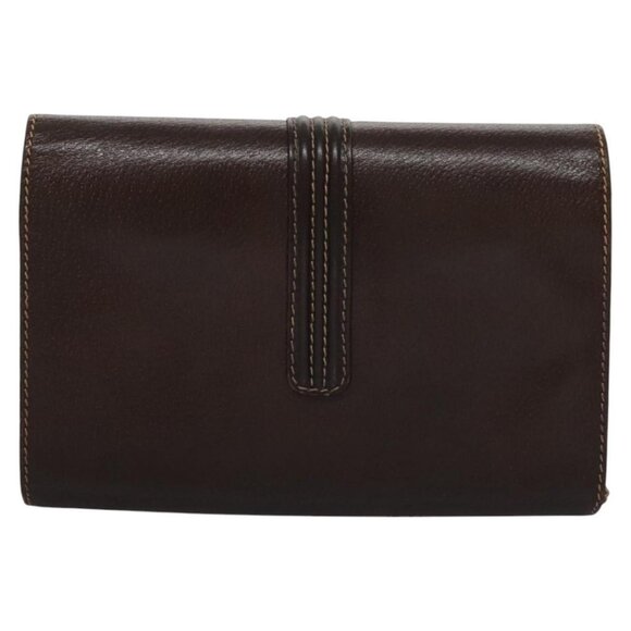 BALLY Chain Shoulder Bag Leather Brown Gold Auth bs22953 - Picture 3 of 16